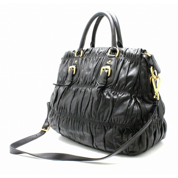 Prada Saffiano Shoulder Leather Bag Black 2WAY - Picture 1 of 9